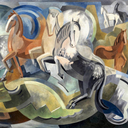 Achill Horses by Mainie Jellett, Irish modernist art print inspired by Achill Island