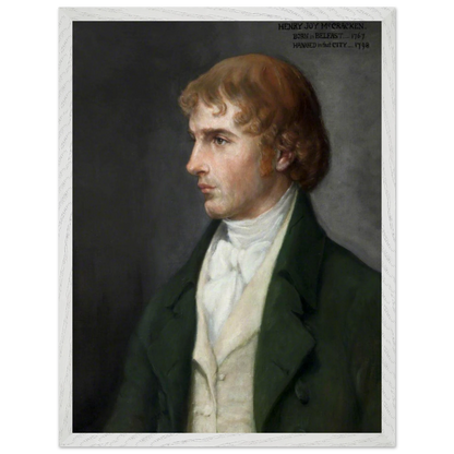 Portrait of Henry Joy McCracken by Sarah Cecilia Harrison, art print in a white frame, 45x60 cm