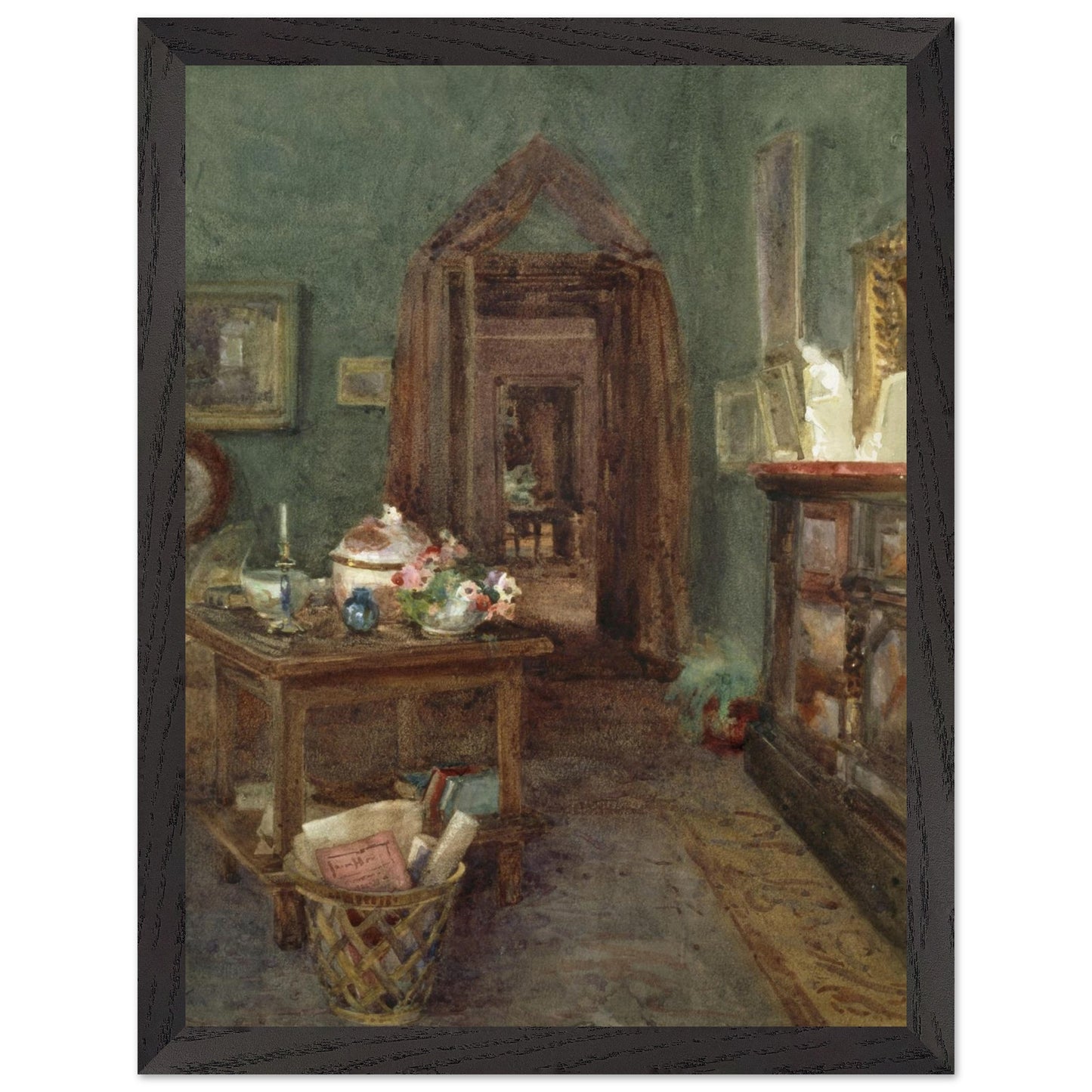 Ancient Rubbish, Kilmurry, County Kilkenny by Mildred Anne Butler in a black wooden frame, Irish watercolour art print