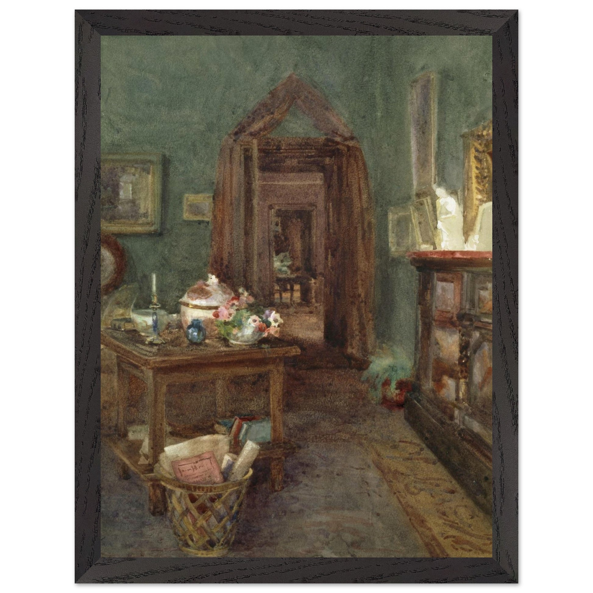 Ancient Rubbish, Kilmurry, County Kilkenny by Mildred Anne Butler in a black wooden frame, Irish watercolour art print