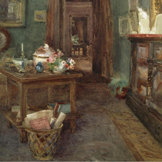 Close-up detail of Ancient Rubbish, Kilmurry, County Kilkenny by Mildred Anne Butler showing fine watercolour texture and rural Irish detail