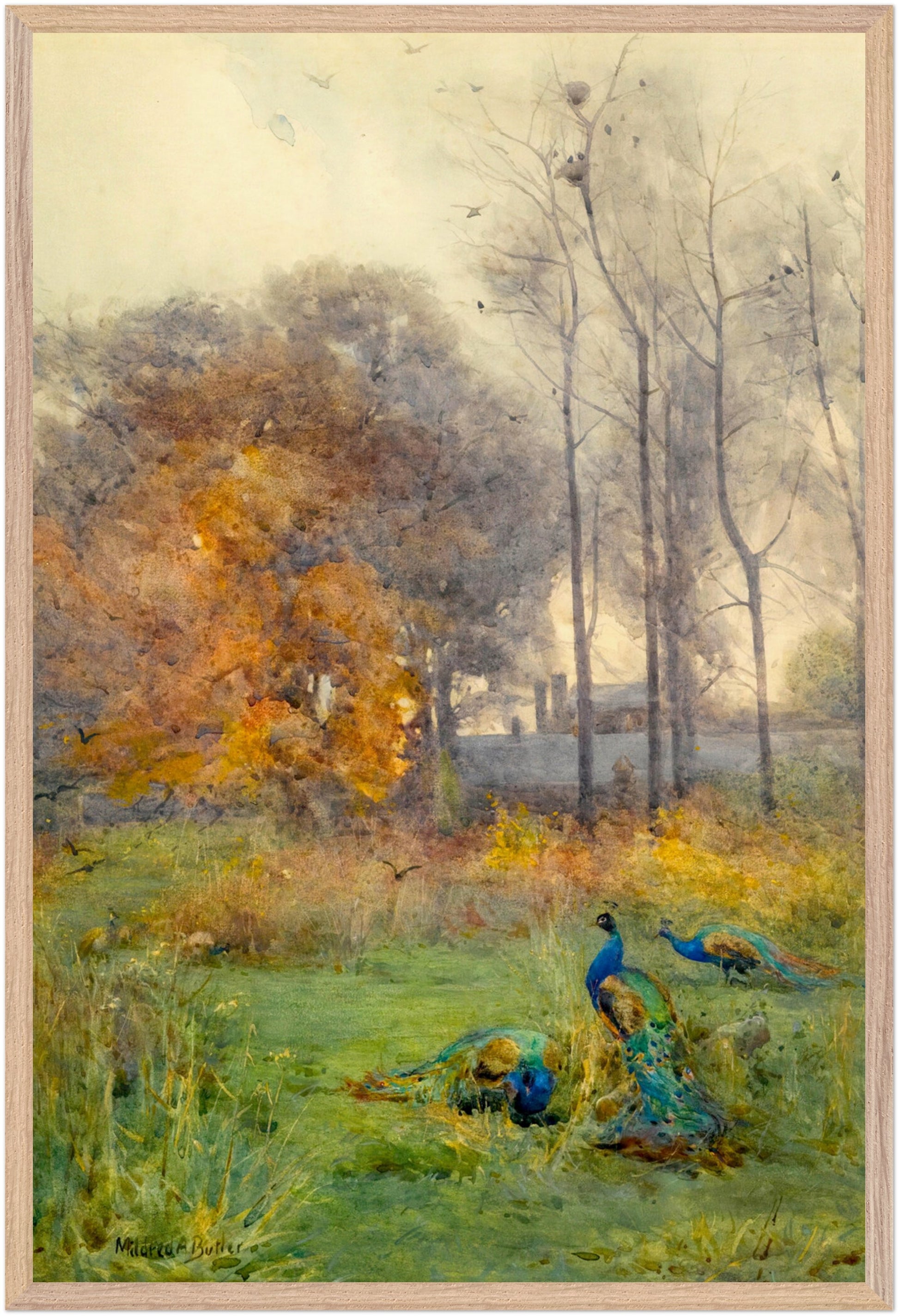 Autumn Days (1928) by Mildred Anne Butler, large Collector’s Edition art print in a natural wood gallery frame