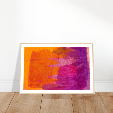 Minimalist Abstract Modern Style Orange & Pruple Contemporary Art Wooden Framed Print