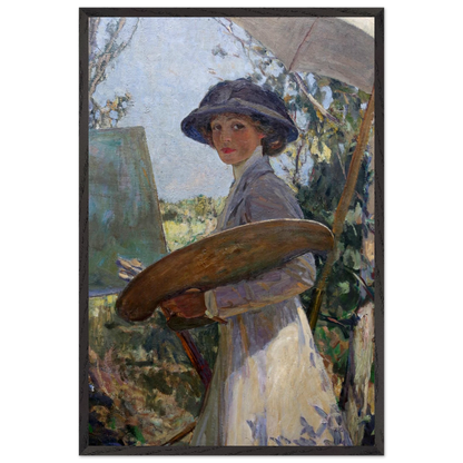 Mrs Lavery Sketching (1910) by Sir John Lavery, art print in a black frame, 60x90 cm