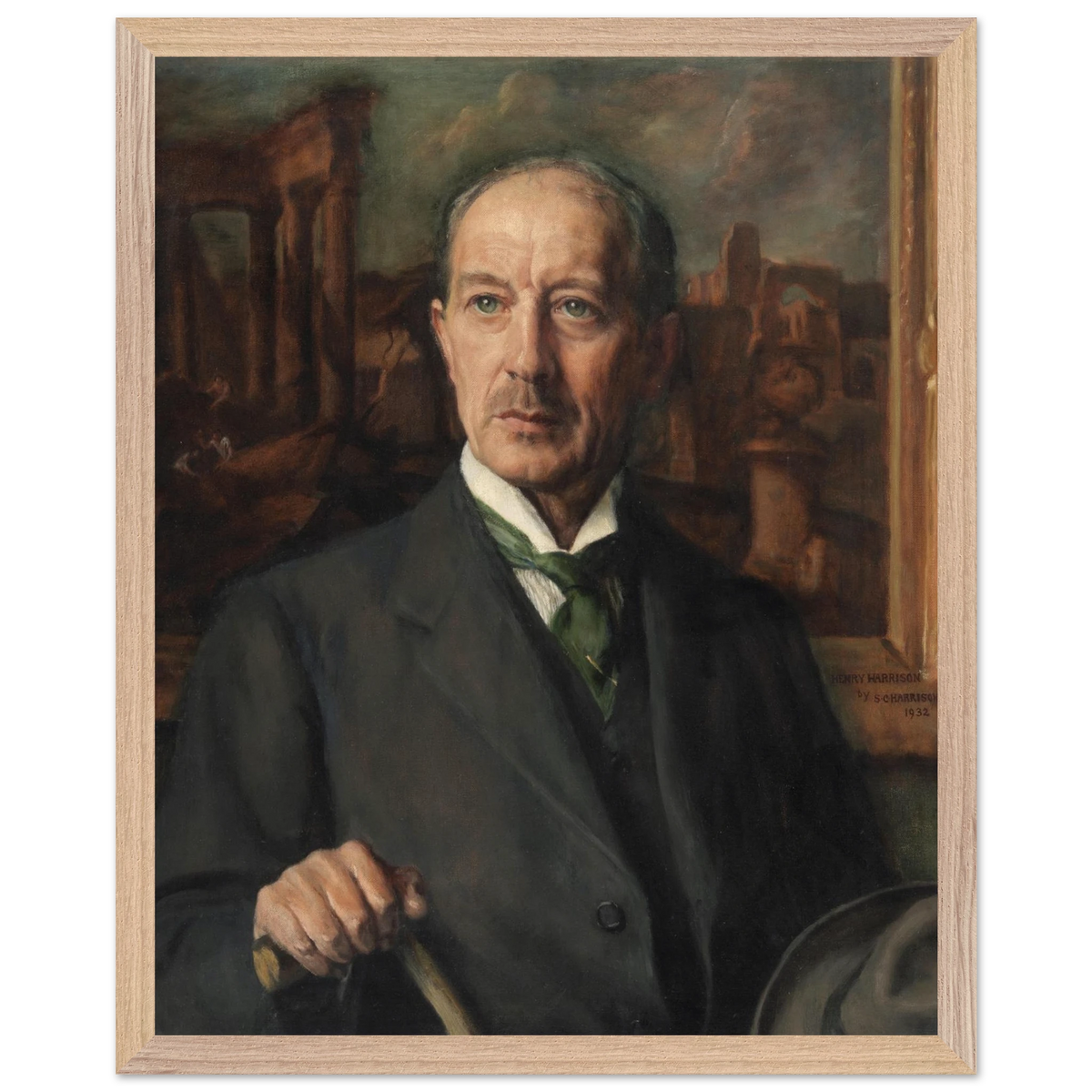 Portrait of Henry Harrison by his sister Sarah Cecilia Harrison, art print in a wood frame, 40x50 cm