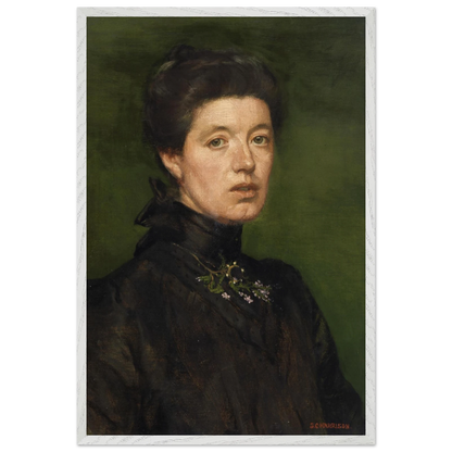 Self-portrait by Sarah Cecilia Harrison, art print in a white frame, 60x90 cm