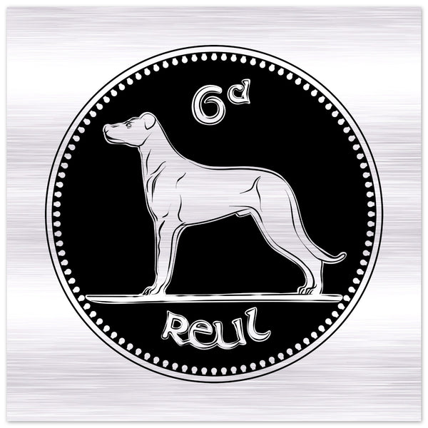Old Irish Money Penny Coin Wolfhound Brushed Aluminum Print