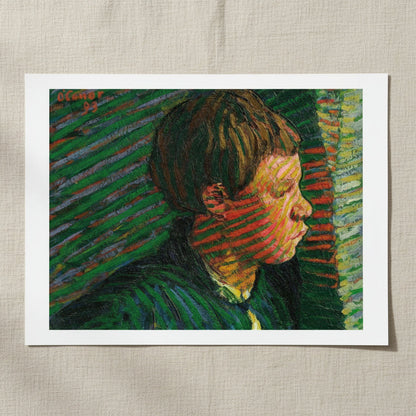 Breton Boy in Profile by Roderic O'Conor unframed print with white border on linen fabric