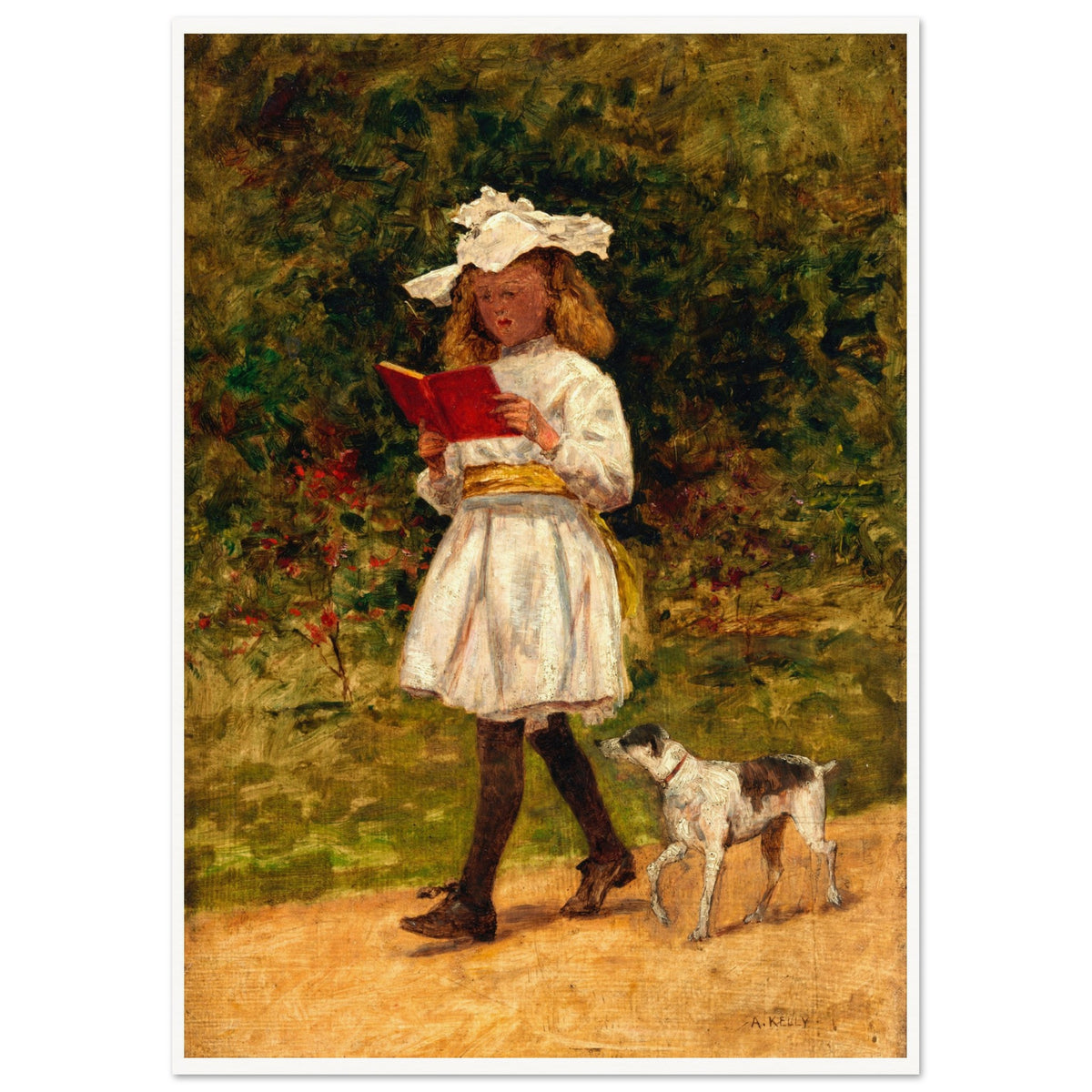 A Young Girl Reading by Aloysius O'Kelly Art Print (view 18)