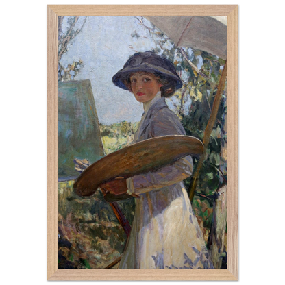 Mrs Lavery Sketching (1910) by Sir John Lavery, art print in a wood frame, 30x45 cm