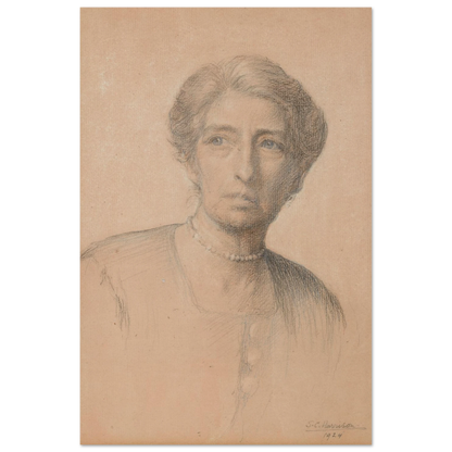 Drawing of the pianist Edith Best, née Oldham, by Sarah Cecilia Harrison, unframed art print, 60x90 cm