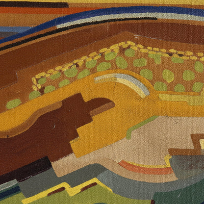 Abstract Composition – Mainie Jellett  Canvas Print Close-up detail of abstract canvas art, sharp focus on canvas weave and texture, archival pigments, subtle lighting, high detail, premium fine-art reproduction, 4K macro shot