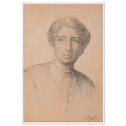 Drawing of the pianist Edith Best, née Oldham, by Sarah Cecilia Harrison, art print in a white frame, 60x90 cm