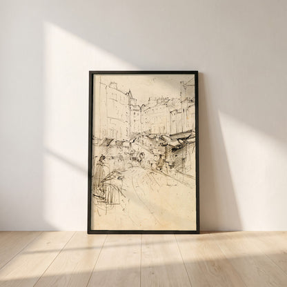 Christchurch Cathedral, Dublin framed print in a black frame leaning against a white plaster wall on oak floorboards in morning light
