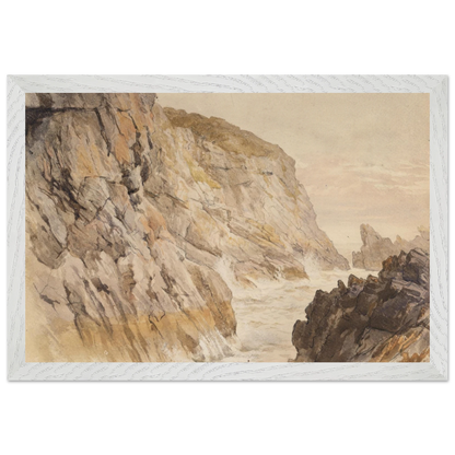 Premium ash wood frame detail for Cliffs at Howth art print highlighting smooth finish and craftsmanship.