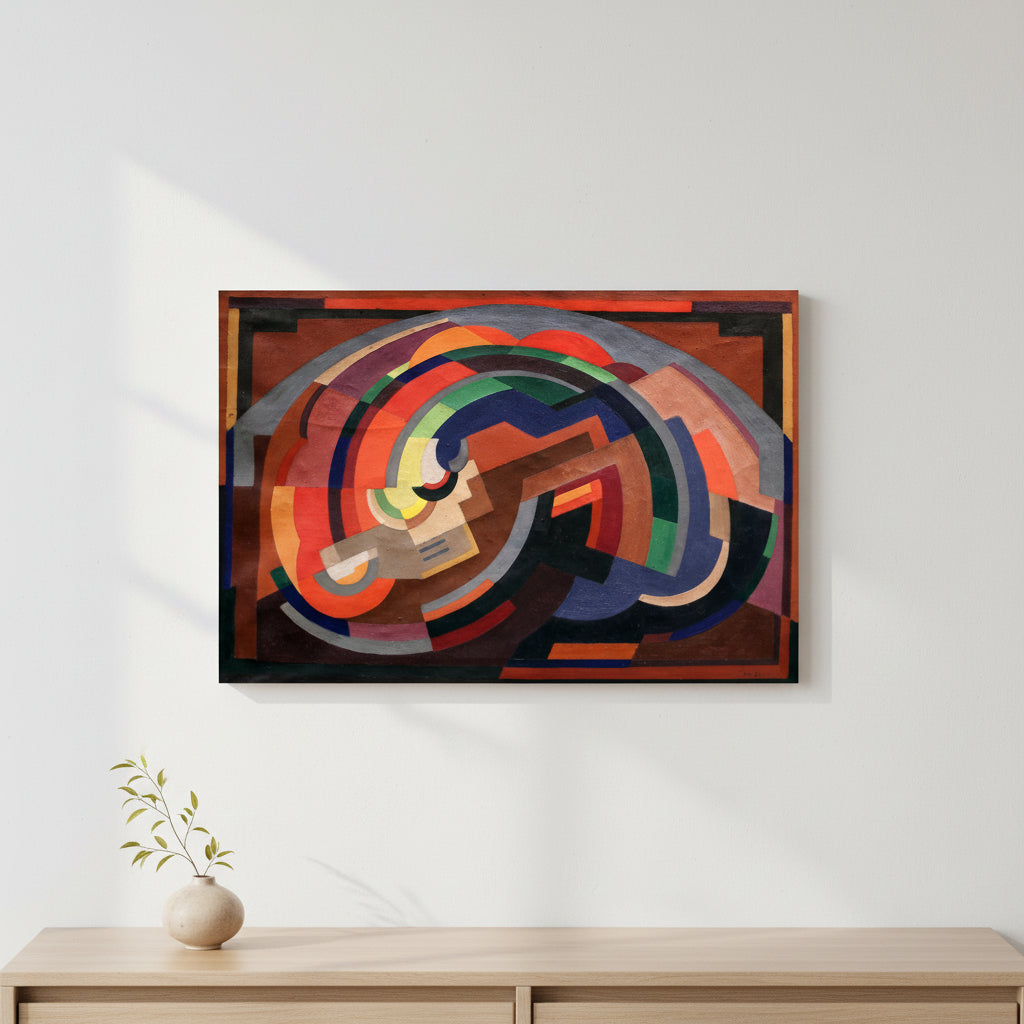 30×45 cm unframed matte art print of ‘Composition (c.1935)’ by Mainie Jellett hanging on a minimalist wall, Scandinavian interior, soft natural daylight, clean styling, modern Irish aesthetic, fine art product