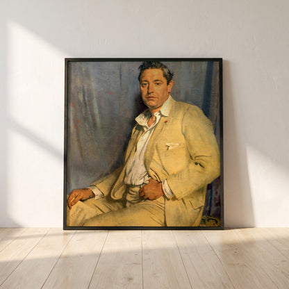 Count John McCormack framed print in a black frame leaning against a white plaster wall on oak floorboards in morning light