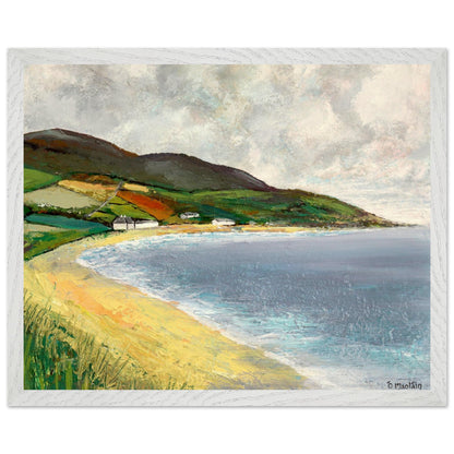 Cushendun Beach by Ó Maoláin framed art print in white 40x50cm