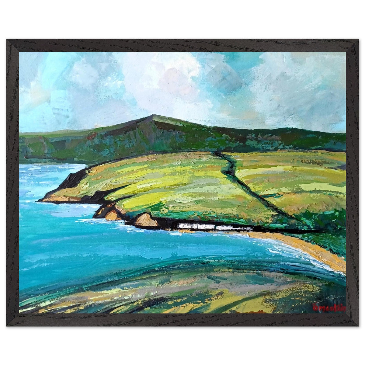Cushendun landscape print in a black frame