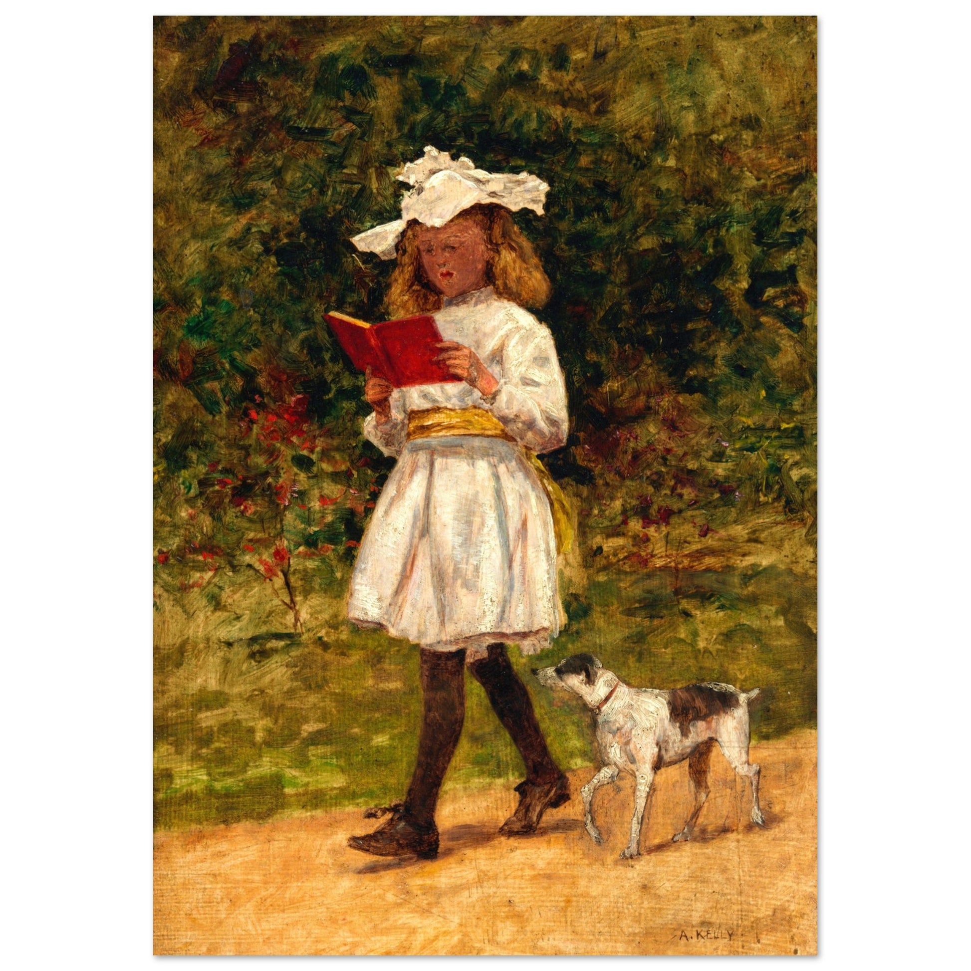 A Young Girl Reading by Aloysius O'Kelly Art Print (view 13)