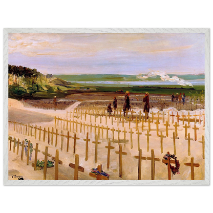 The Cemetery, Étaples (1919) by Sir John Lavery, art print in a white frame, 60x80 cm