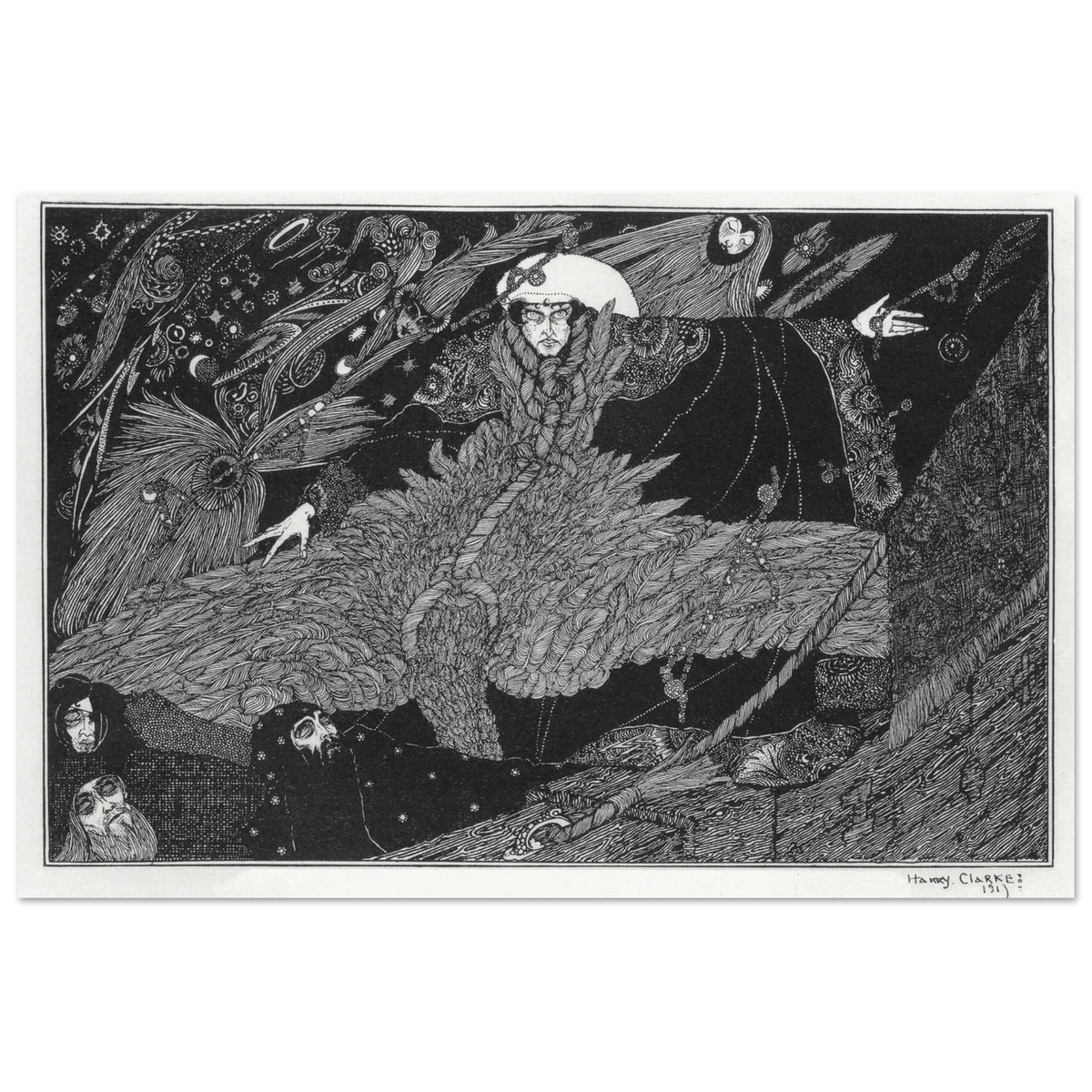 The Albatross About His Neck by Harry Clarke, framed print on a wall