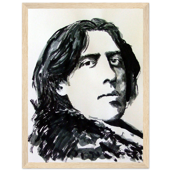 Oscar Wilde Wooden Framed Art Print, a tribute to the enduring wit and wisdom of the legendary Irish playwright, poet, and author. Expertly created by Irish artist Ó Maolain.