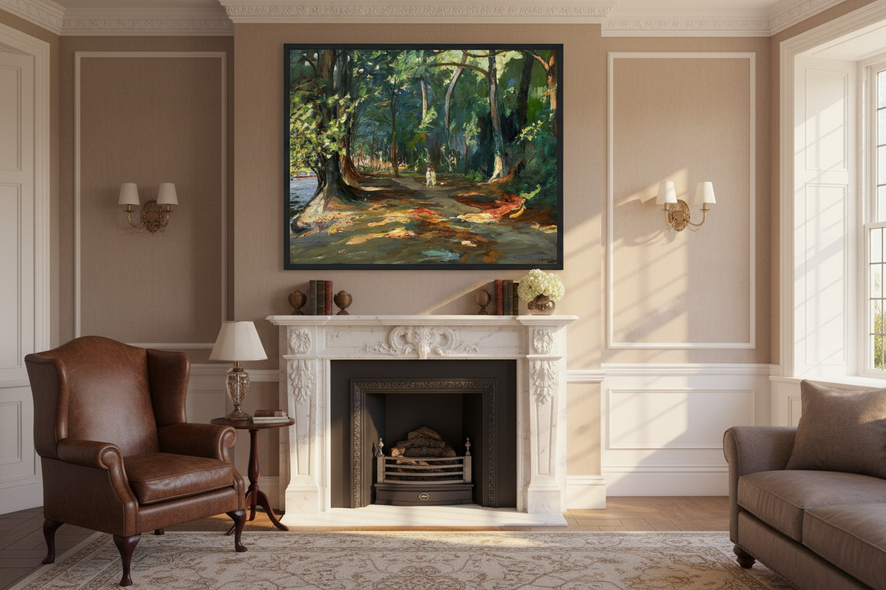 Le chemin au bord de la rivière, Maidenhead par l'artiste irlandais Sir John Lavery Impression d'art