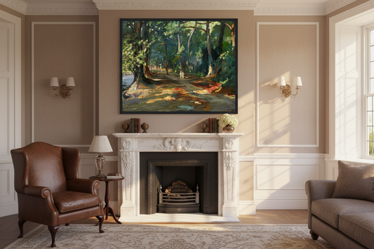 Le chemin au bord de la rivière, Maidenhead par l'artiste irlandais Sir John Lavery Impression d'art