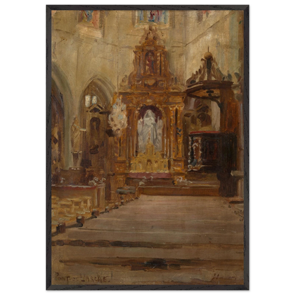 Nave of Notre-Dame-des-Arts, Pont-de-l'Arche, by Sir John Lavery, art print in a black frame, 70x100 cm