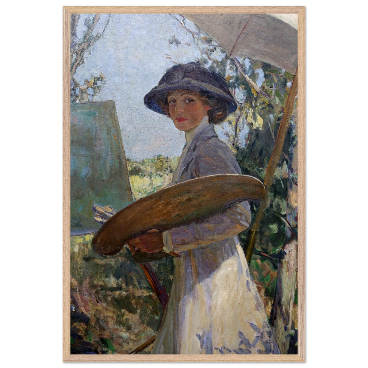 Mrs Lavery Sketching (1910) by Sir John Lavery, art print in a wood frame, 60x90 cm