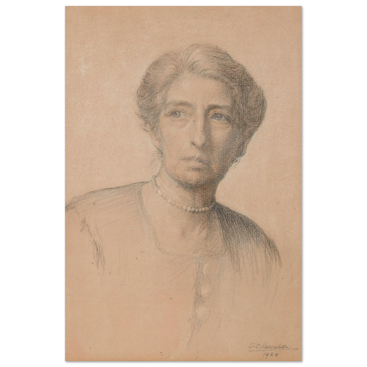 Drawing of the pianist Edith Best, née Oldham, by Sarah Cecilia Harrison, unframed art print, 40x60 cm