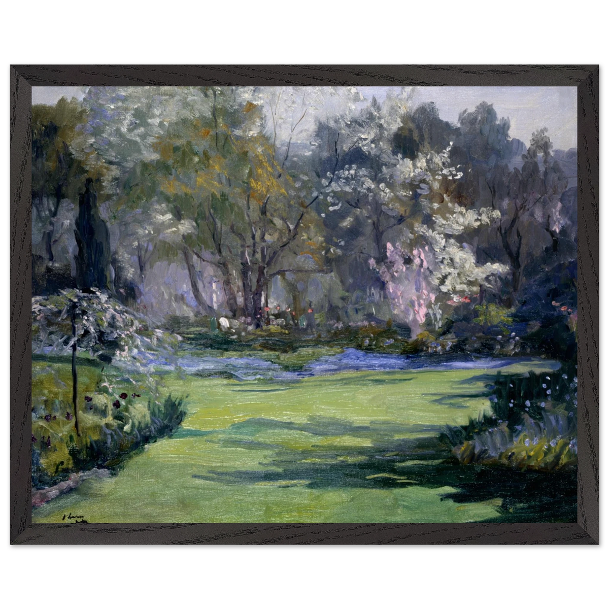 Spring, the Garden, Villa Sylvia (1921) by Sir John Lavery, art print in a black frame, 40x50 cm