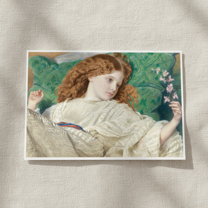 Dreams by Frederic William Burton unframed print with a white border on a linen background