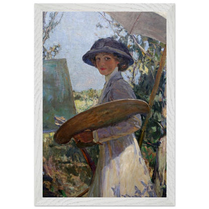 Mrs Lavery Sketching (1910) by Sir John Lavery, art print in a white frame, 30x45 cm