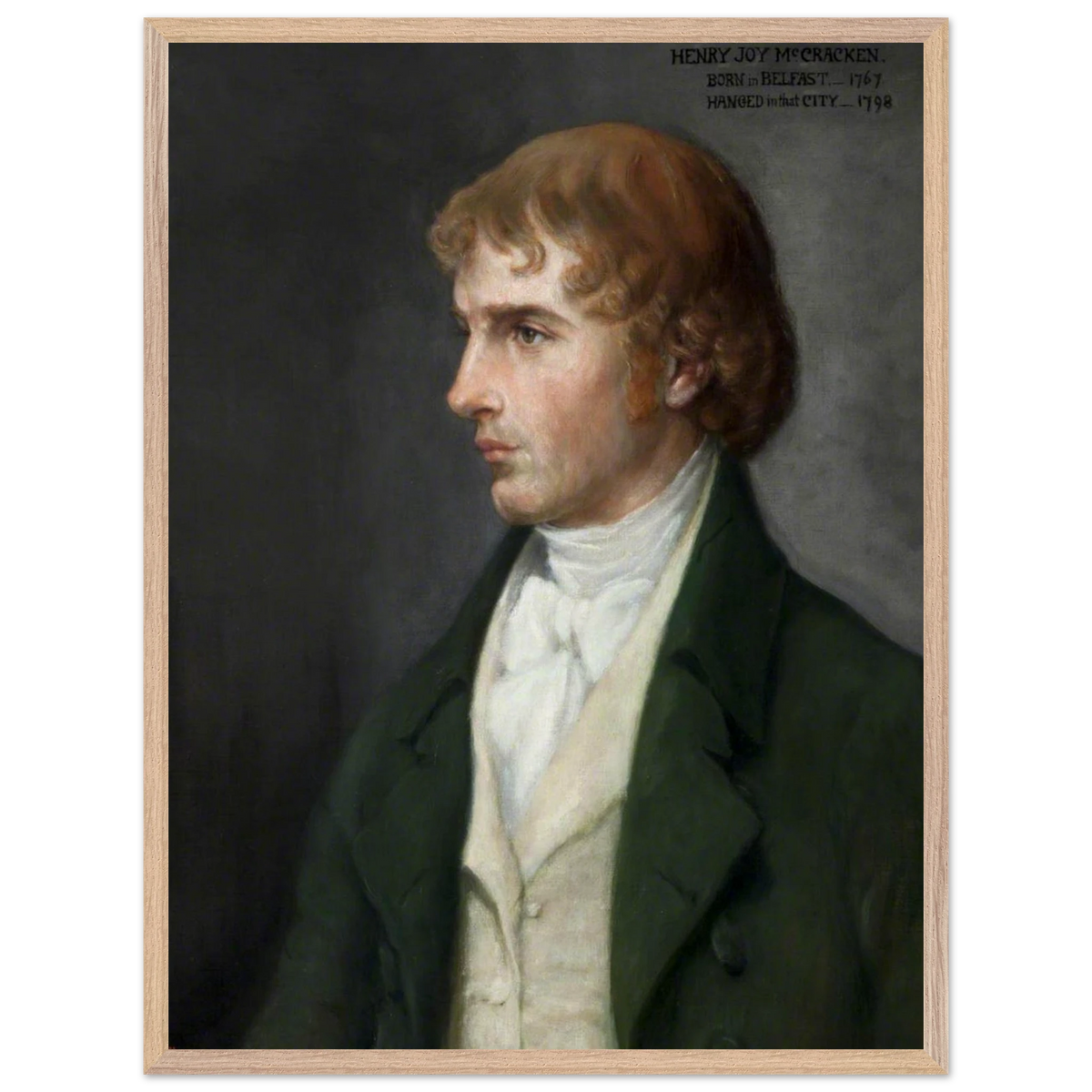 Portrait of Henry Joy McCracken by Sarah Cecilia Harrison, framed art print