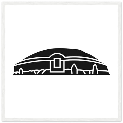 Impression encadrée représentant une illustration minimaliste irlandaise moderne de Newgrange