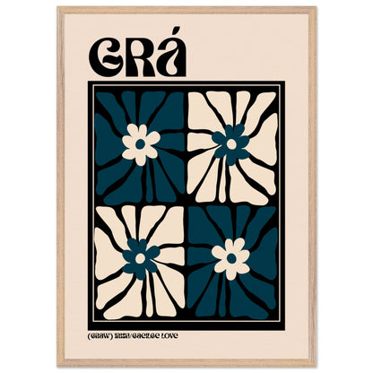 Grá Irish language love print — bold lettering with delicate botanical detail