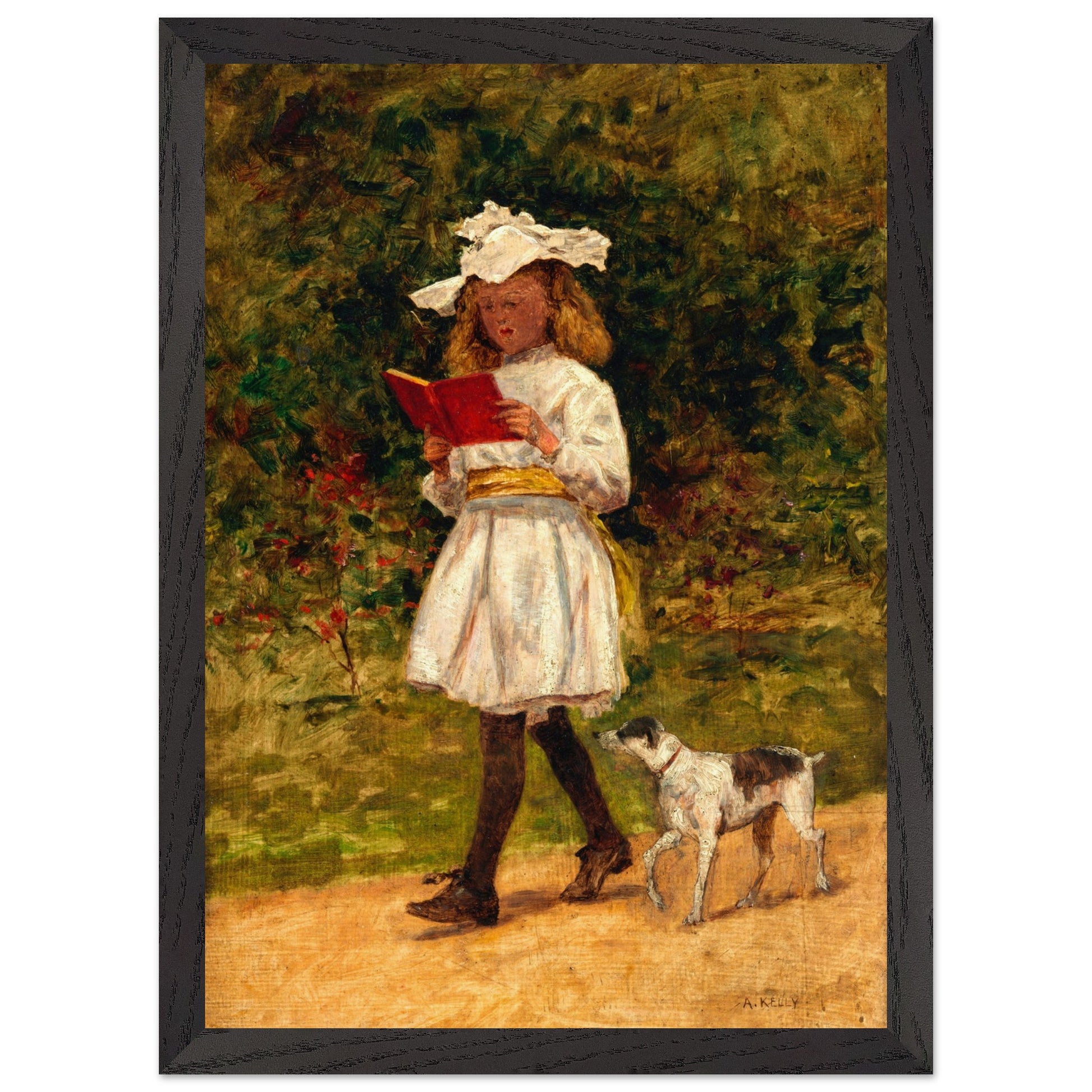 A Young Girl Reading by Aloysius O'Kelly Art Print (view 7)