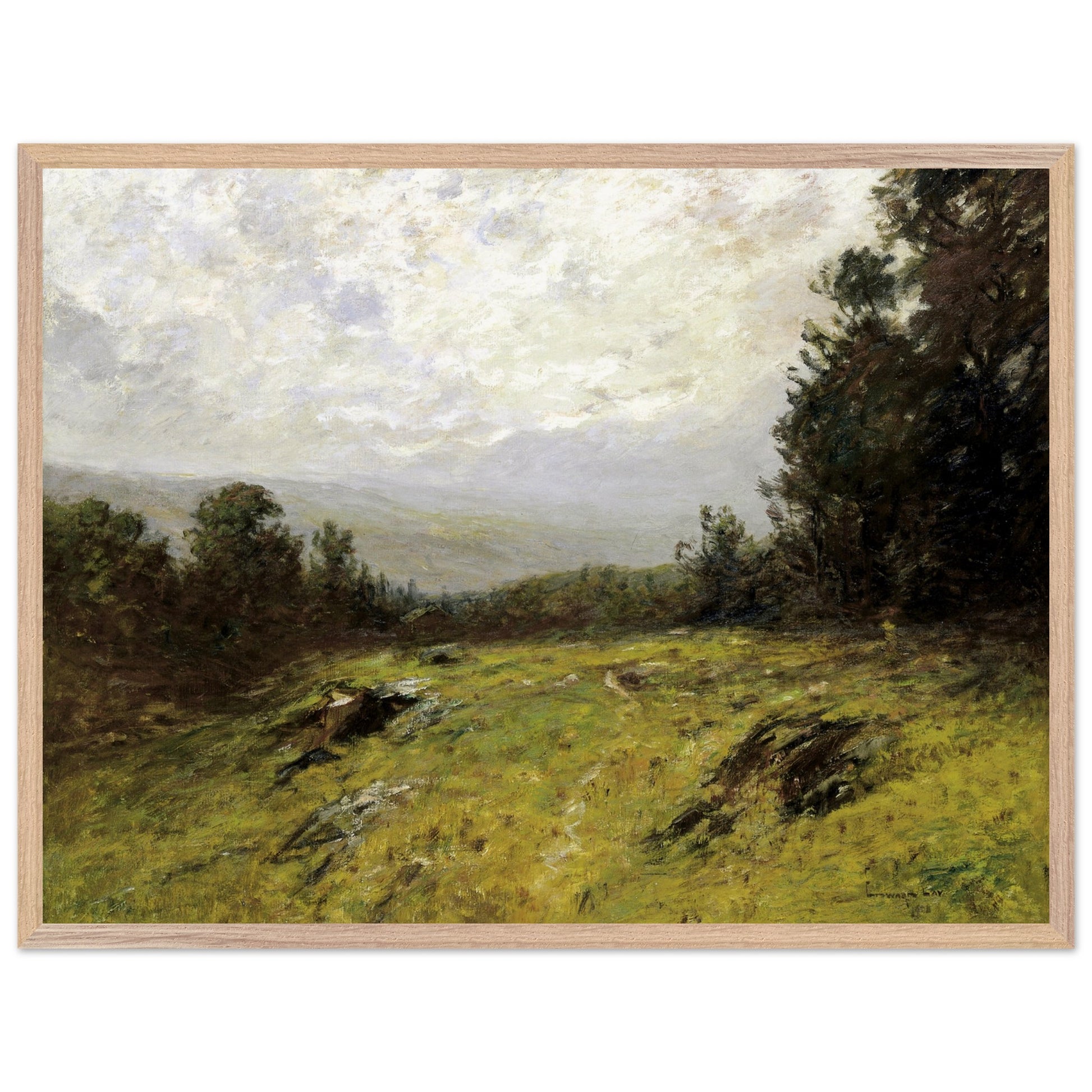 Edward Gay Hillside 1908 Irish-American landscape art print framed in a warm living room