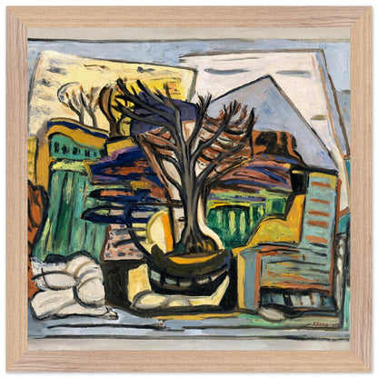 A Landscape with a Tree (1943) by Evie Hone – 30x30 cm framed in oak wood frame