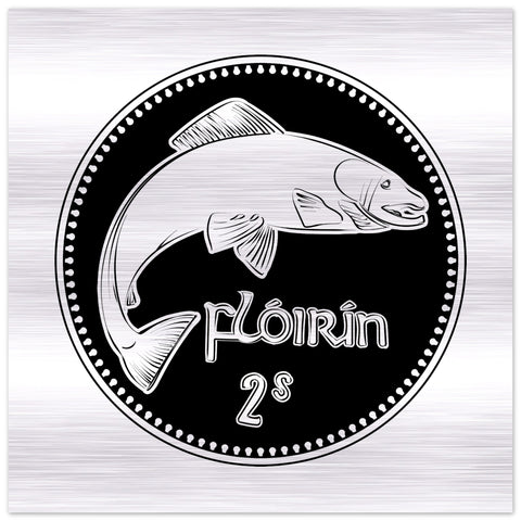 Old Irish Money Penny Coin Salmon Brushed Aluminum Print