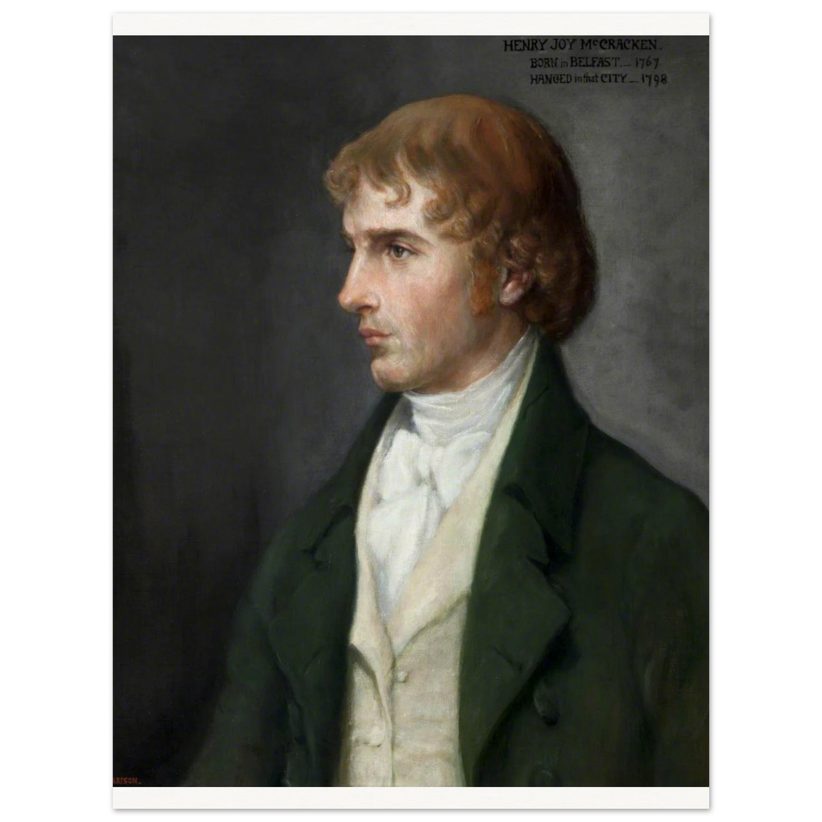 Portrait of Henry Joy McCracken by Sarah Cecilia Harrison, 1926, unframed art print, 30x40 cm