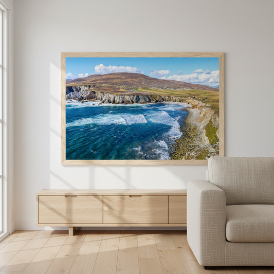 Achill Island framed print, close-up showing cliff detail and Atlantic coastline