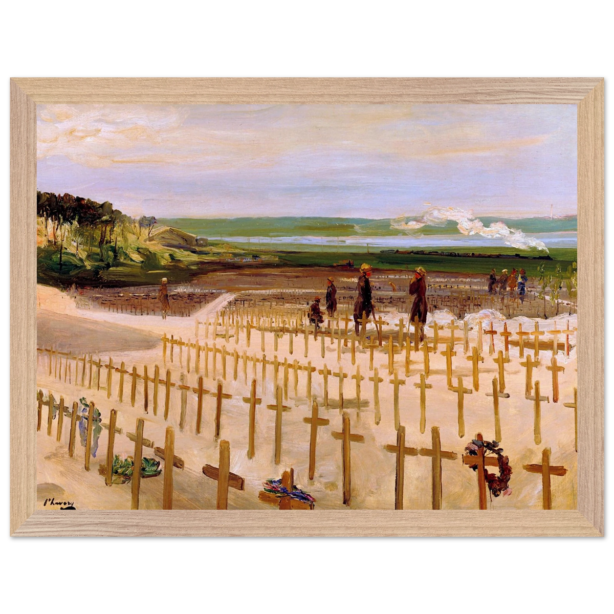 The Cemetery, Étaples (1919) by Sir John Lavery, art print in a wood frame, 30x40 cm