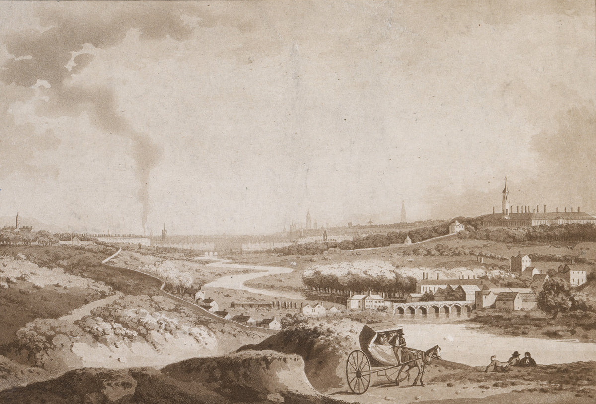 Dublin and Islandbridge from the Magazine Hill in Phoenix Park, sepia aquatint by Jonathan Fisher, 1792