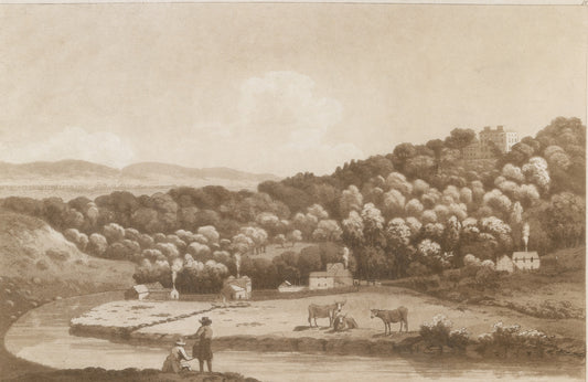The Secretary of State's House above the River Liffey at Palmerston, sepia aquatint by Jonathan Fisher
