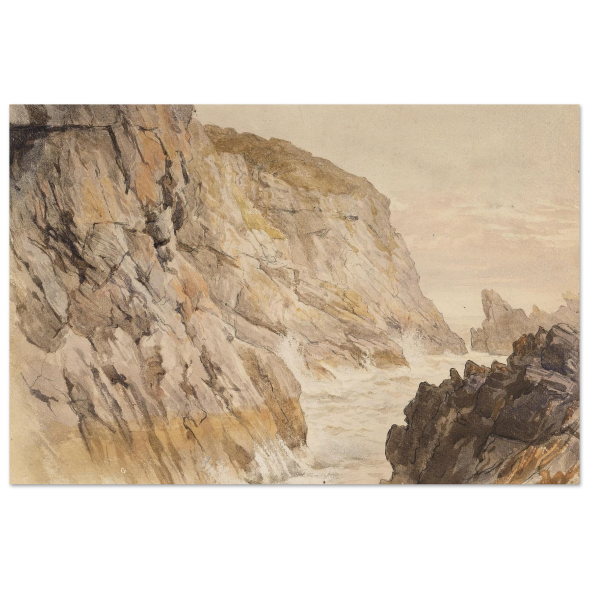 Frederic William Burton painting of the cliffs and rocks at Howth, County Dublin, unframed print