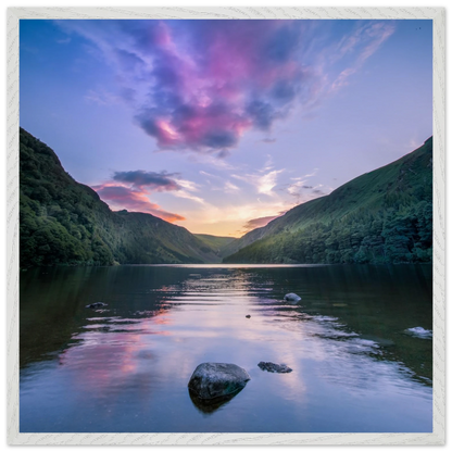 Glendalough at dusk premium Irish landscape wall art print in white gallery frame