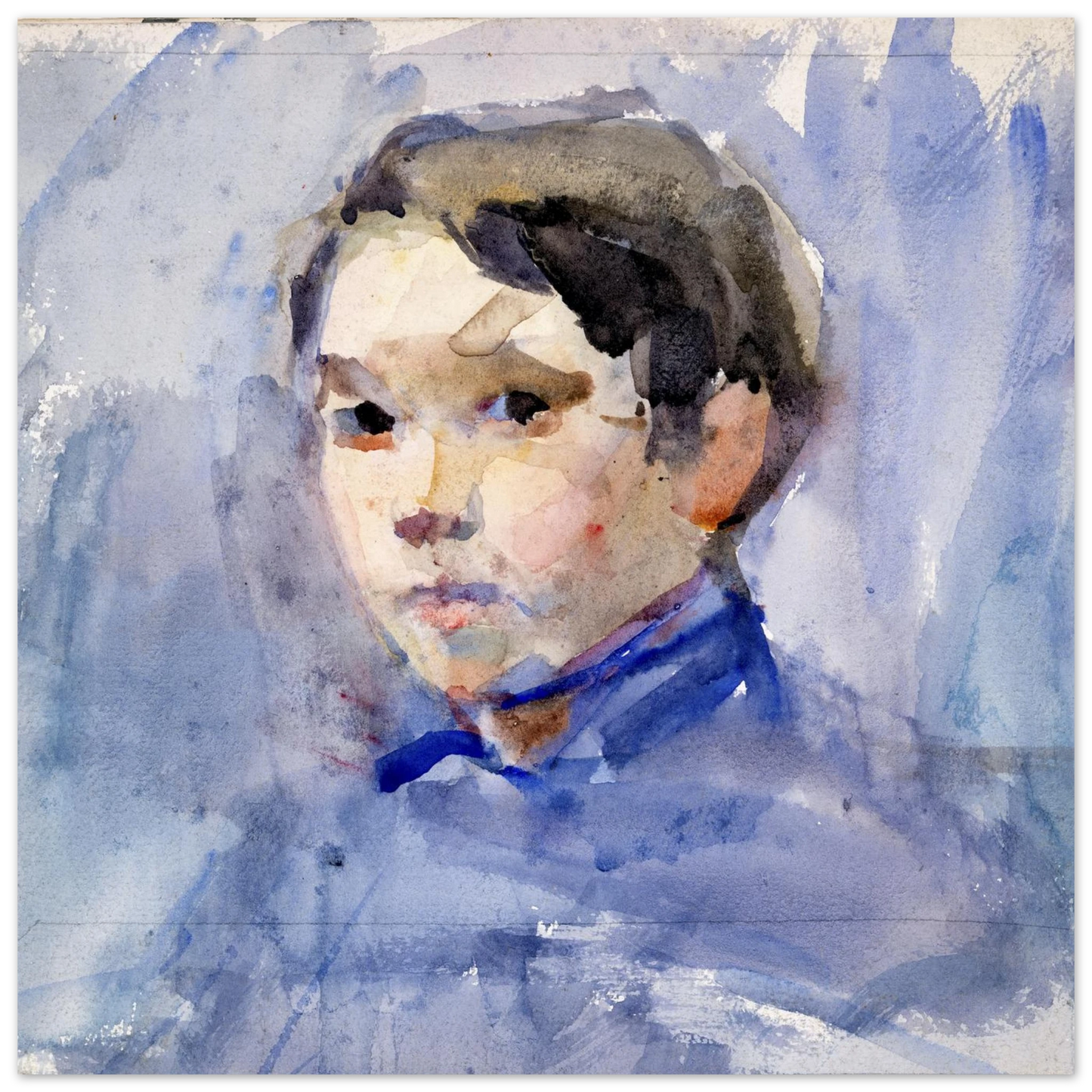 Head of a Young Boy by Clare Marsh, Irish portrait unframed art print
